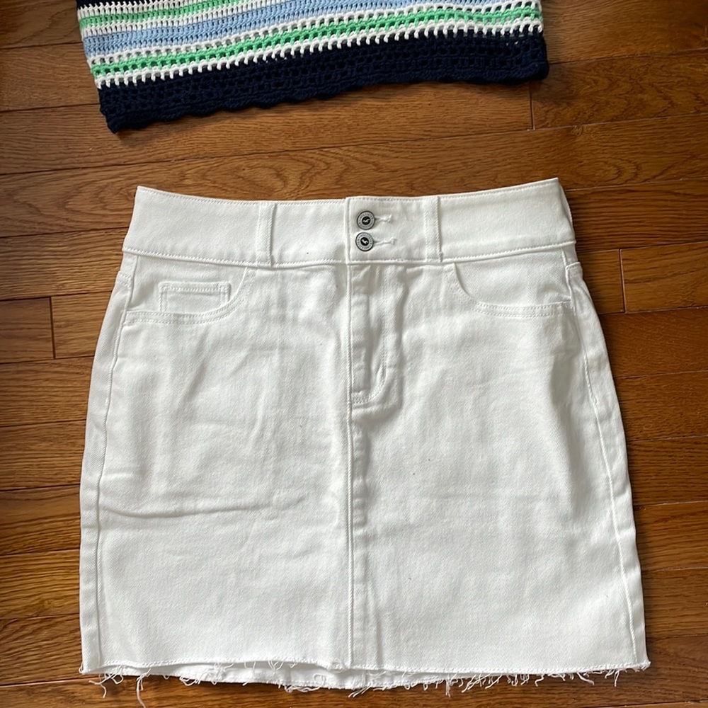 Hollister white denim skirt